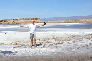 I'm on a background of Lake Assal
