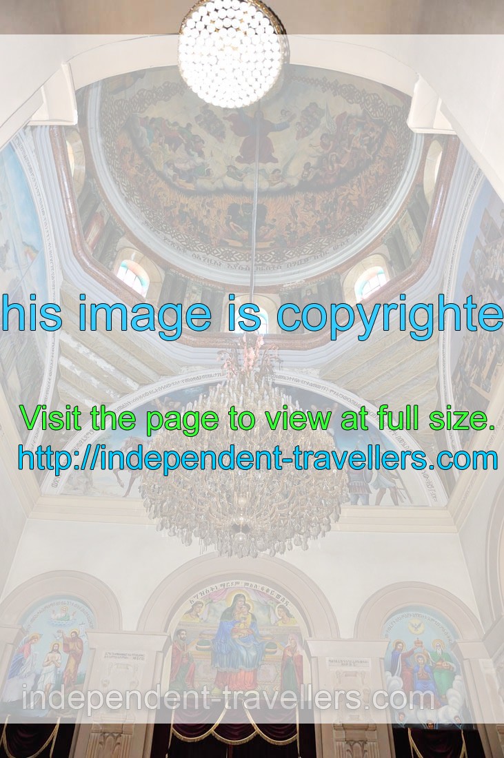 Amazing chandelier is found under the high dome of Holy Trinity Cathedral
