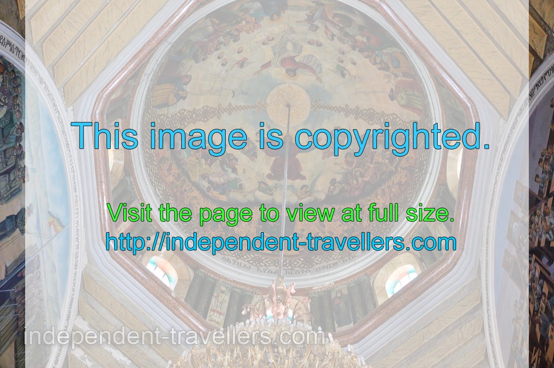 Bottom part of the Holy Trinity Cathedral dome is completely covered with impressive images