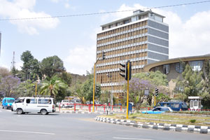 Traffic circle near Commercial Bank of Ethiopia