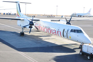 Bombardier Q400 NextGen is prepared for our flight from Addis Ababa (ADD) to Mekele