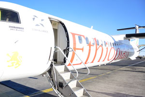 Ethiopian Airlines uses Bombardier Q400 NextGen aircrafts for the domestic flights