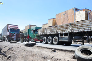 Trucks at the border between Ethiopia and Djibouti