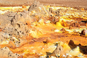 Brown colors remind me about the decreasing activity of the Dallol volcano in the nearest years