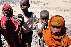 Afar children ask to give them candies