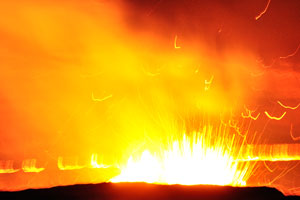 Non-explosive eruptions usually begin with fire fountains due to release of dissolved gases