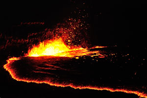 Erta Ale is one of the few volcanoes in the world that have an almost persistent lava lake