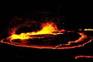 Volcano was very active in the evening but not in the night