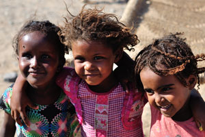 Three cute little Afar girls smile