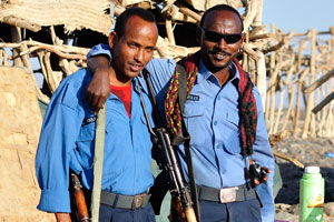 Afar guards armed with assault rifles
