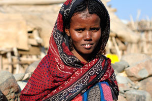 Afar woman of middle age with the sharpened teeth
