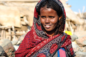 Portrait of the middle aged Afar woman