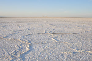 White salt flats in the Danakil Depression
