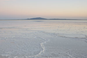 View of the fabulous salt lake just after the sunset