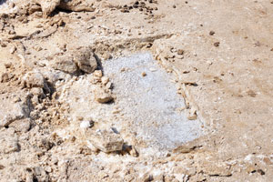 An empty white space formed after the salt slab has been removed