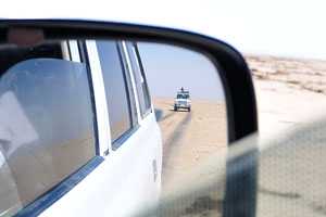 Another jeep from our group can be seen in the rearview mirror