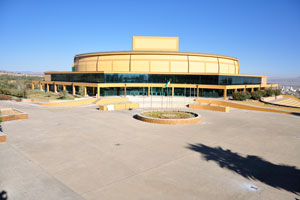 Round modern building at Martyrs' Memorial Monument