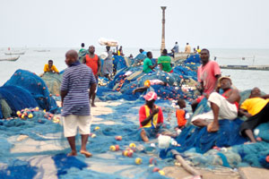 Huge heaps of fishing nets