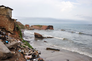 A dull day is on the shore of the Gulf of Guinea