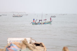A fishing boat is in the Gulf of Guinea