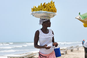A female vendor of bananas