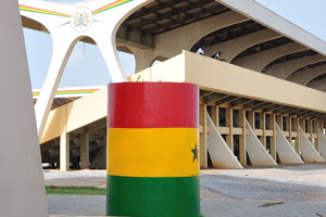 Black Star Square is bordered by the Accra Sports Stadium and the Kwame Nkrumah Memorial Park