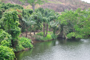 The Volta river flows generally southward through Ghana