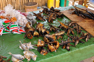 Smoked and dried fish are on the local market