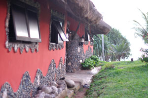 Walls of the houses are covered with the exterior decorative stone