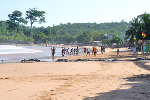 Busua beach is a long sandy beach that is free of dangerous currents