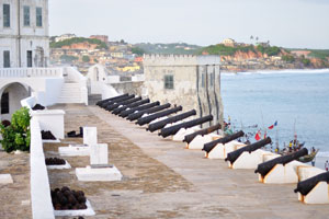 Cannons are in the Cape Coast castle