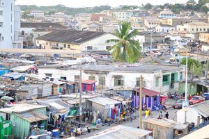 The city as seen from the Cape Coast castle