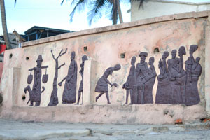 Wall decorations of cafe which is located beside the Cape Coast castle