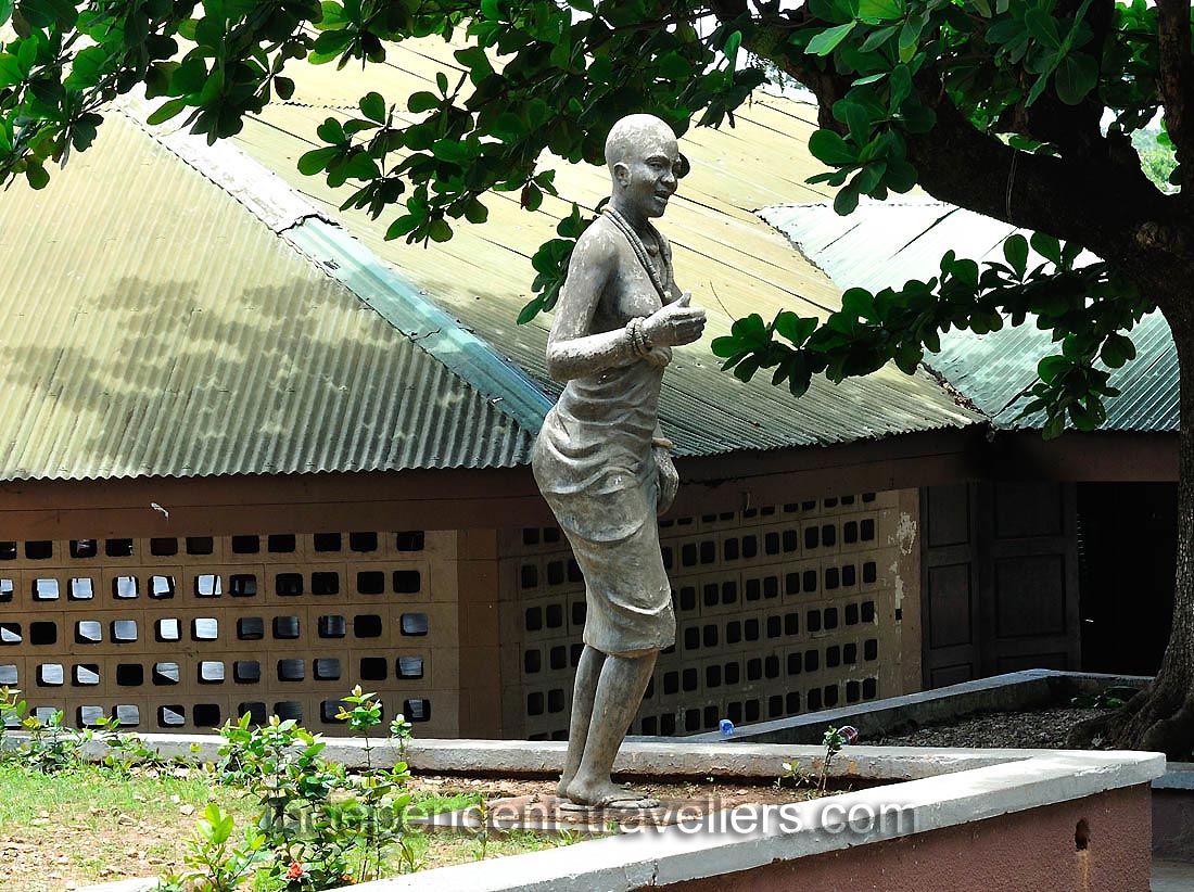 A statue of a bare-breasted African woman is in the Centre for National Culture