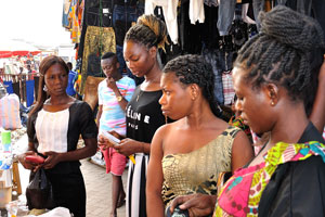 African beauties are buying the cosmetics on the central market