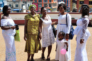 Bright female parishioners of Wesley Methodist Cathedral