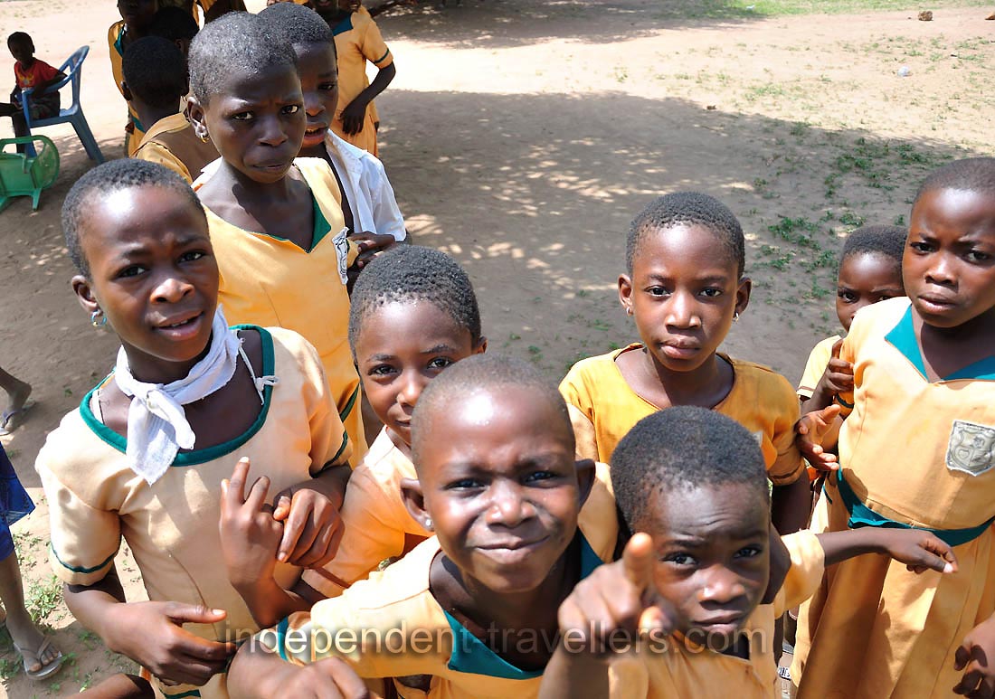 School children are near the information center