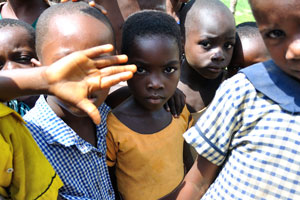 School children are in the village of Tafi Atome
