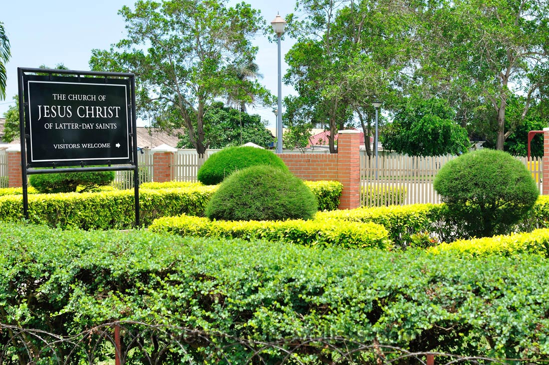Amazing landscape design is performed in front of the church of Jesus Christ of latter-day saints