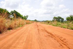 The road to Tamale has a bright orange color