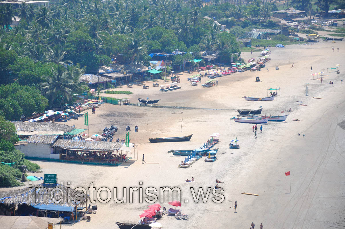 a bird's eye view of the Arambol beach