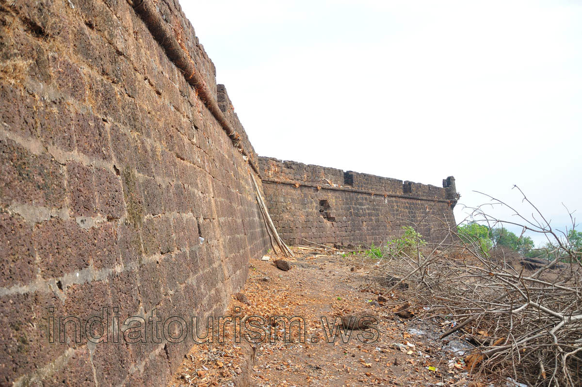 High wall of the fort has been cleaned from the trees