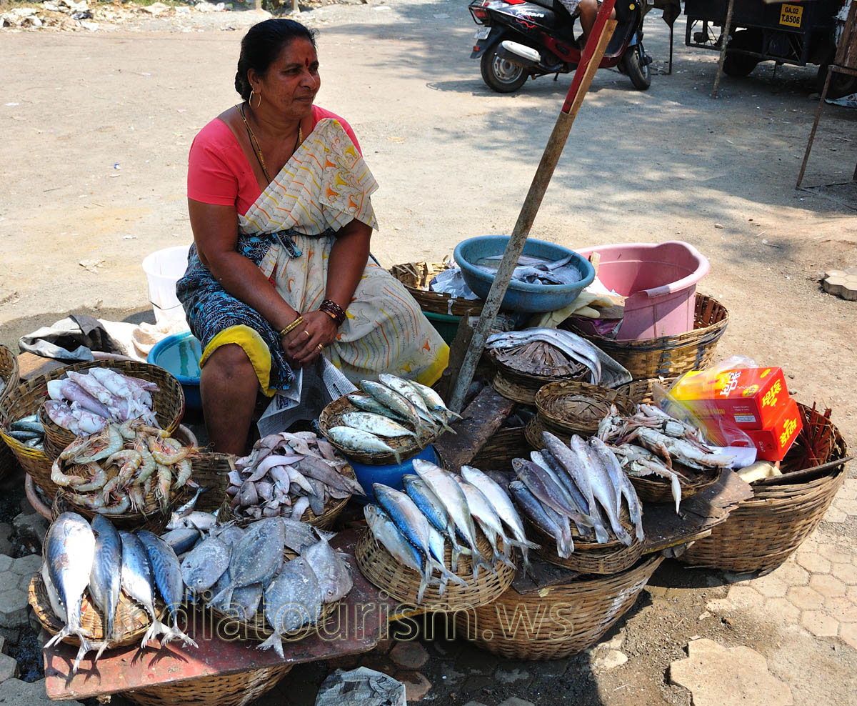 Fish vendor at the Colva Fish Market