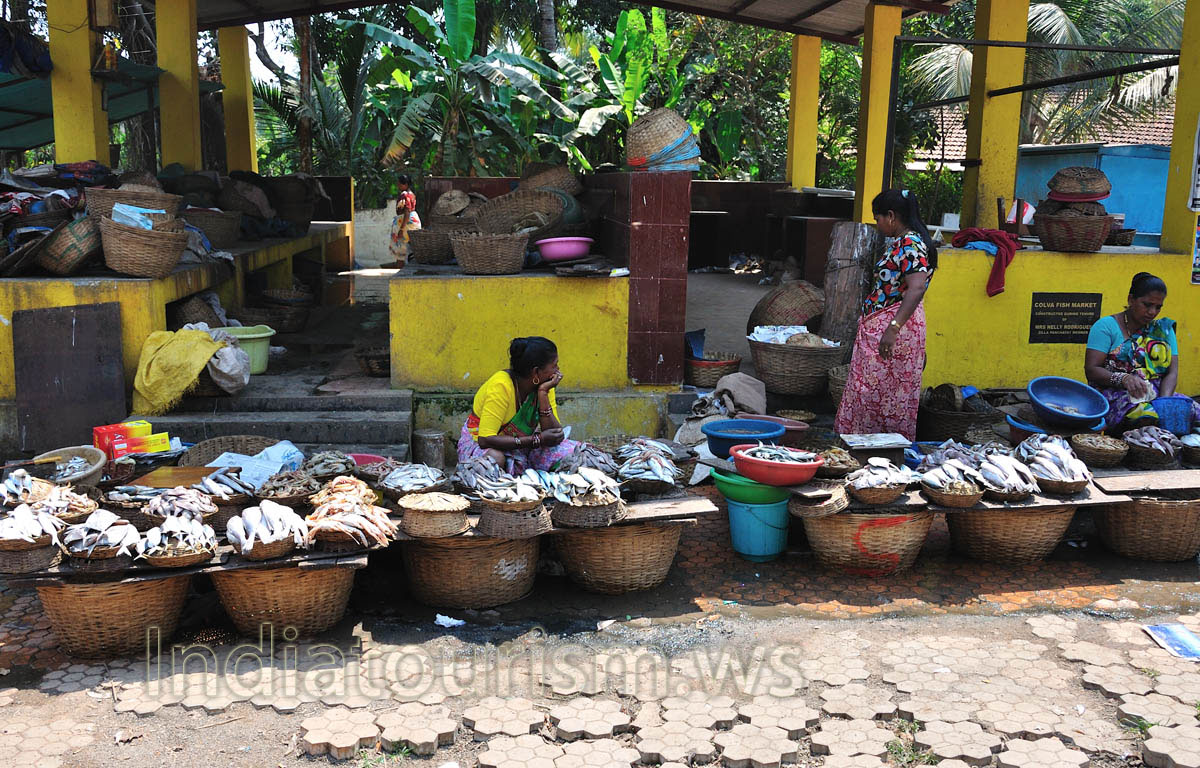 Abundance of the baskets at the Colva Fish Market