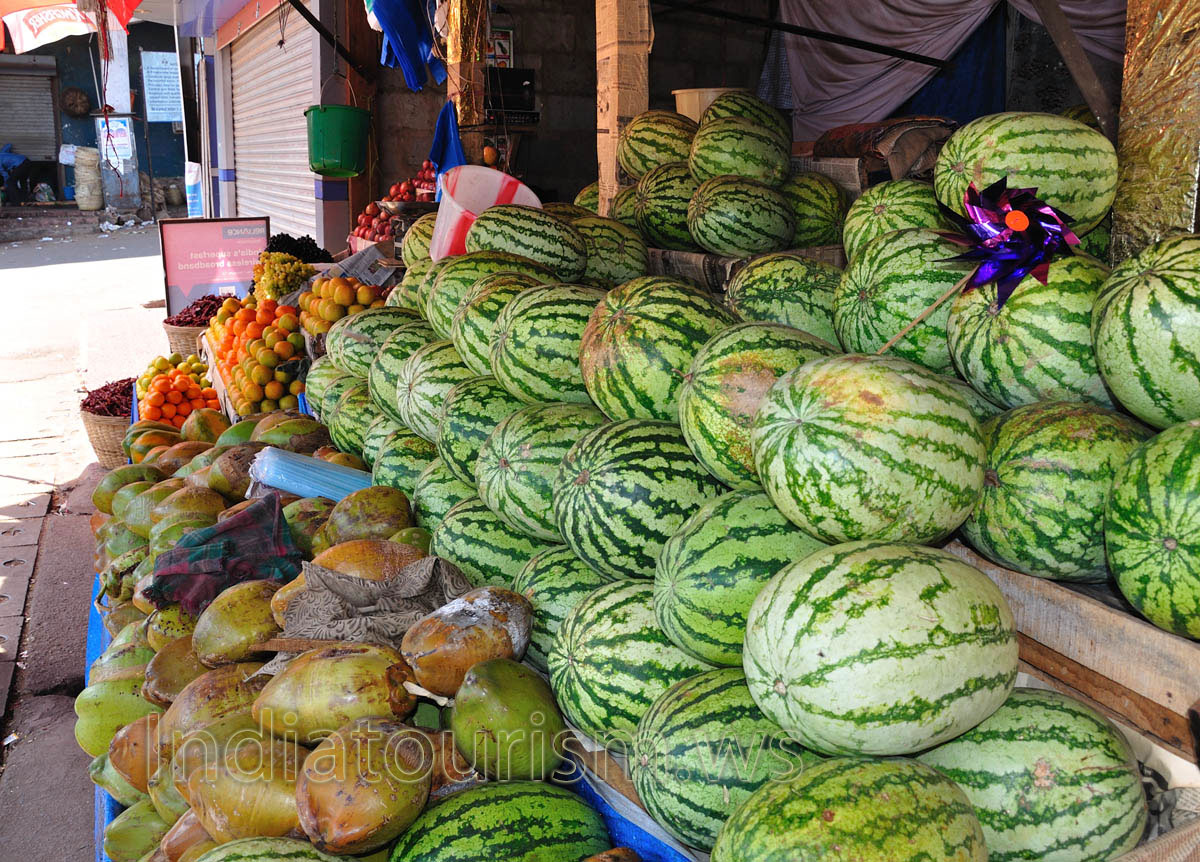 New Market: watermelons and coconuts