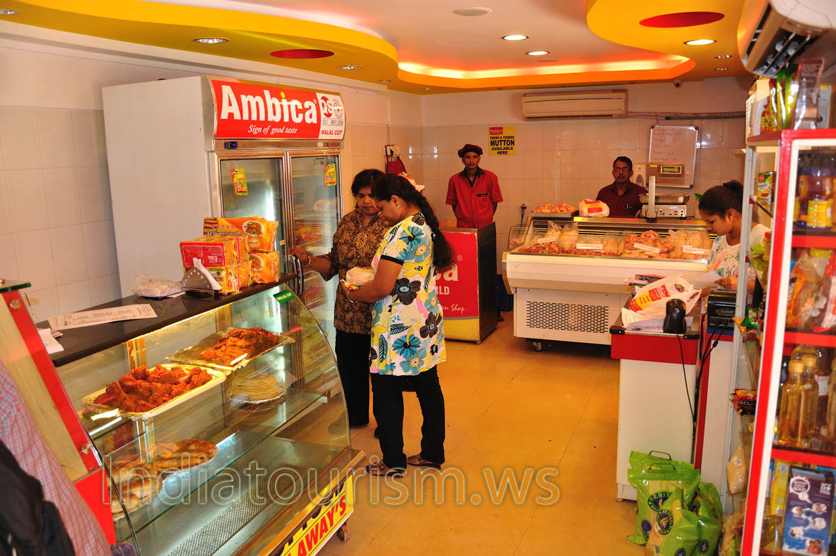 grocery shop with chicken products near fish market