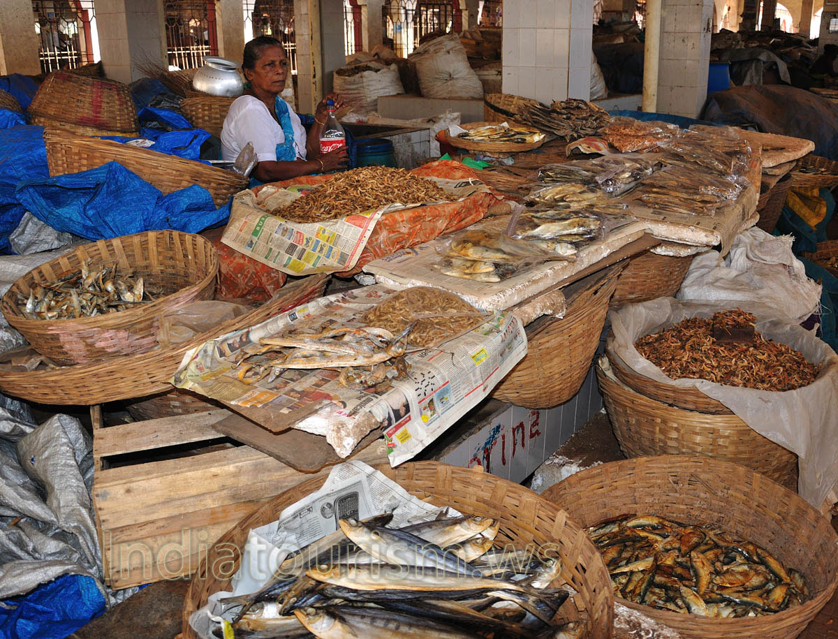 Market near K.B.S.: vendor of the dried fish