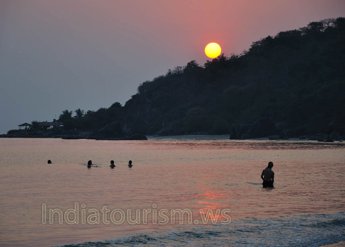 yellow sunset on the purple sky