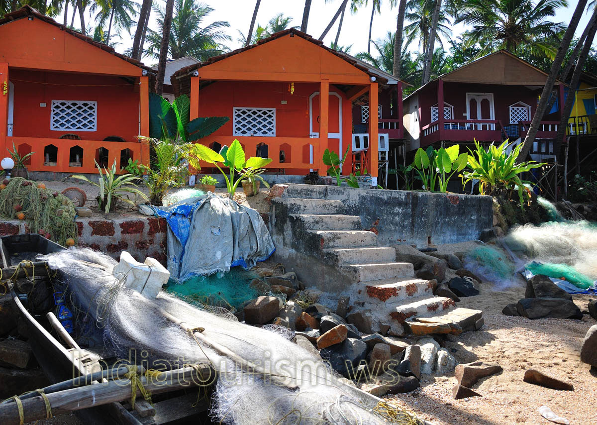 orange wooden cottages