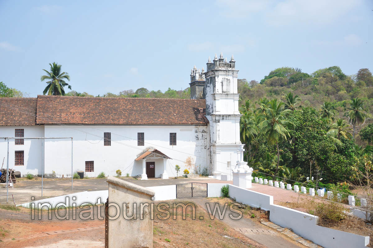 Catholic church, view from the pathway to the fort